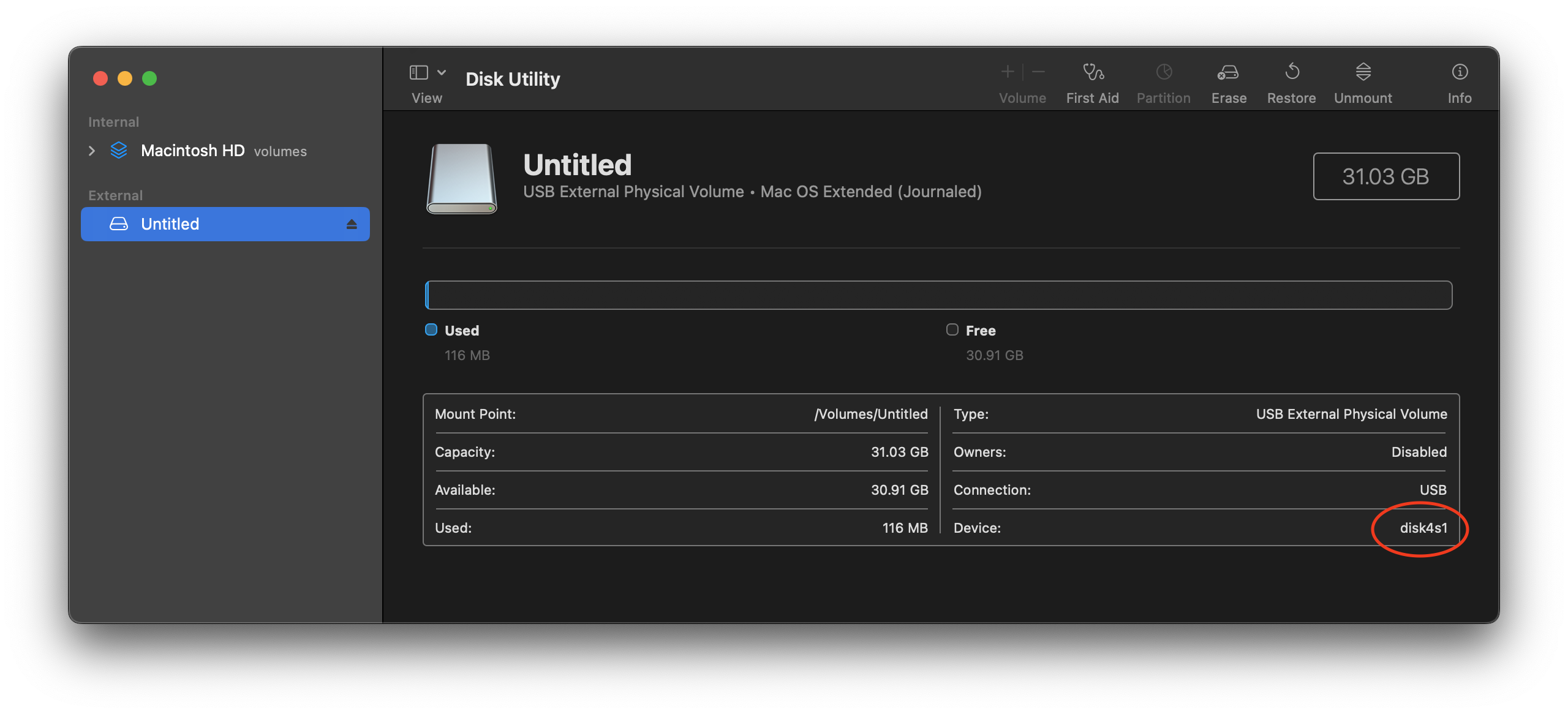 MacOS Disk Utility app